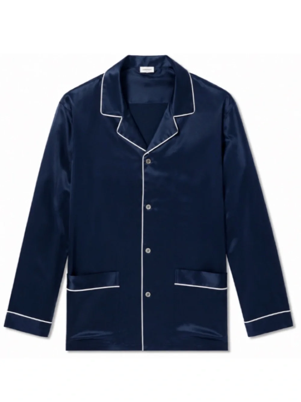 Zimmerli Navy Silk Pajama Top Shirt Long Sleeve Button Front Luxury Sleepwear